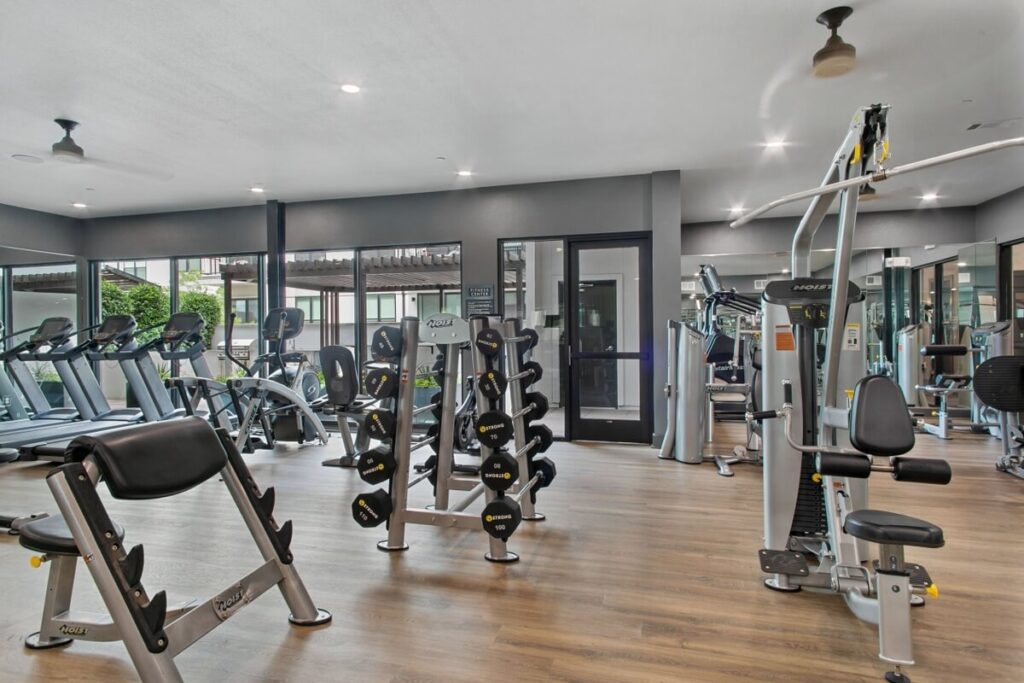 Fitness center with cardio machines and strength training equipment
